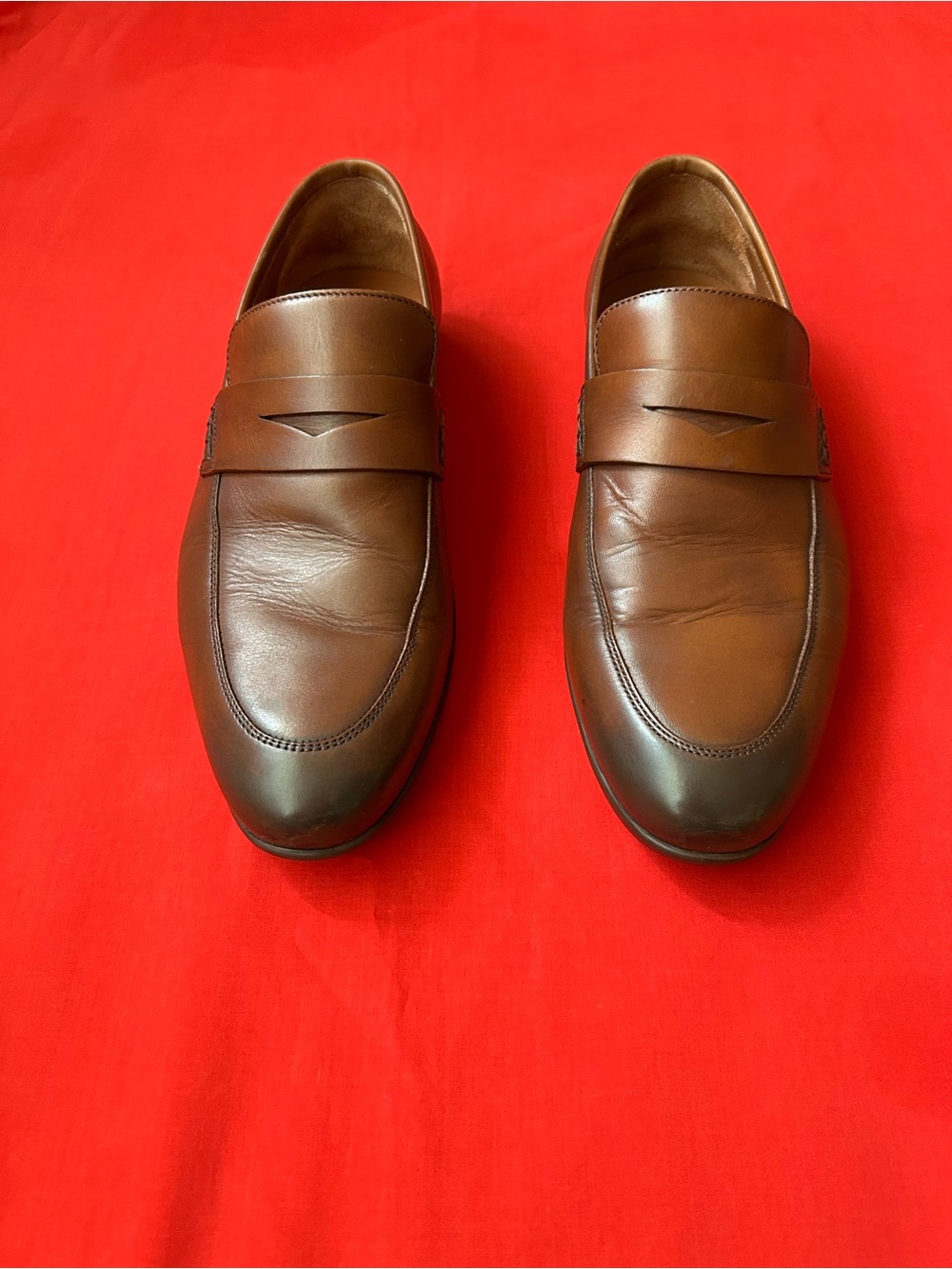 Men's Leather Penny Loafers in Brown